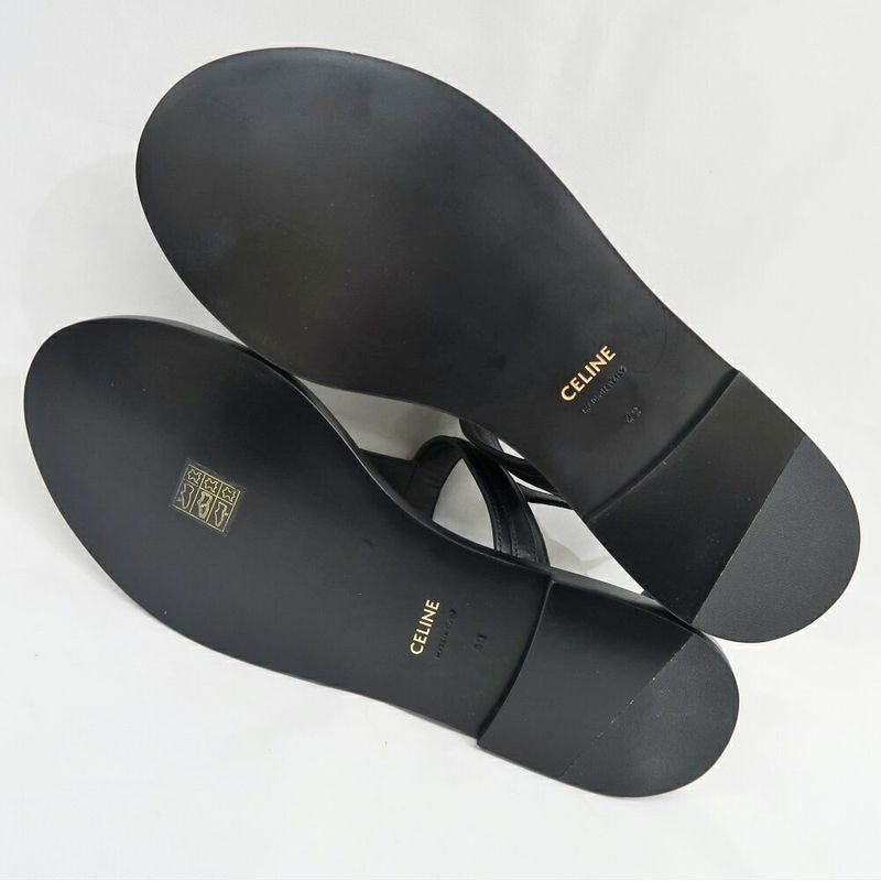 Celine Thong Sandals Black Leather Size 42 Shoes — view 7