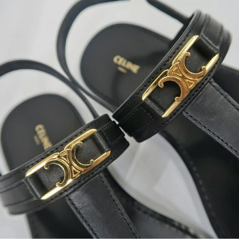 Celine Thong Sandals Black Leather Size 42 Shoes — view 8