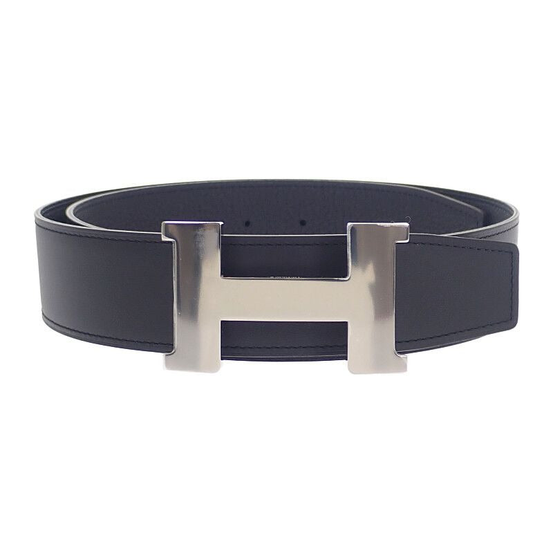 Hermes Constance Reversible 80 Belt Togo Vauchamonie Black Silver Hardware — view 2