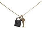 Hermes Amulet Padlock PM Pendant Necklace Gold Brown Plated Buffalo Horn — view 2