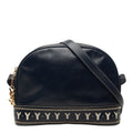 Saint Laurent Vintage Cut Out Shoulder Bag Navy Leather