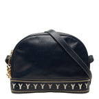 Saint Laurent Vintage Cut Out Shoulder Bag Navy Leather