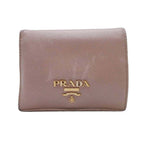 Prada Saffiano Leather Multicolor Bifold Wallet Compact with Coin Purse Beige