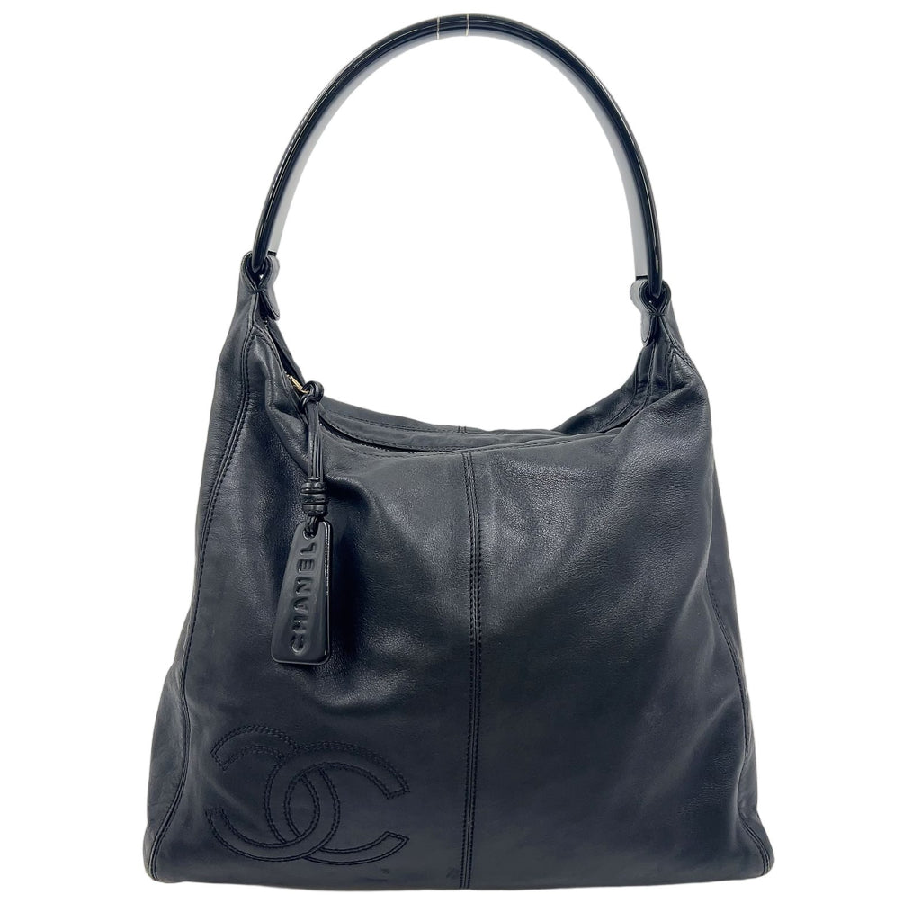 Chanel Limited Double Stitch CC Logo Hobo Random Lambskin Black Shoulder
