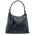 Chanel Limited Double Stitch CC Logo Hobo Random Lambskin Black Shoulder