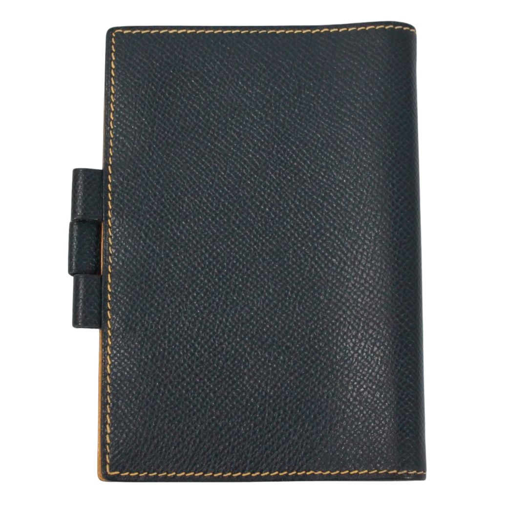 Hermes Agenda GM Leather Yellow Navy Notebook Cover Silver — view 2