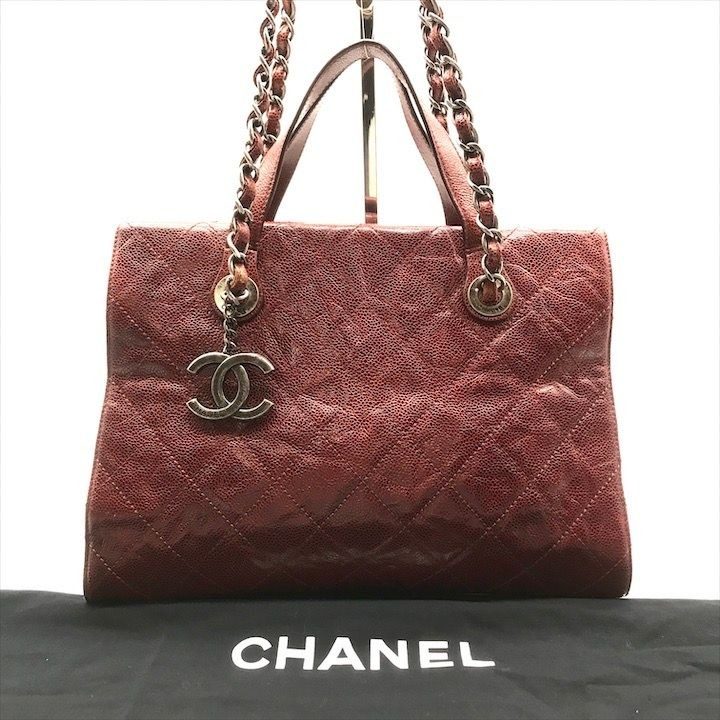 Chanel CC Logo Caviar Leather Vintage 2-Way Bag Gold Bag