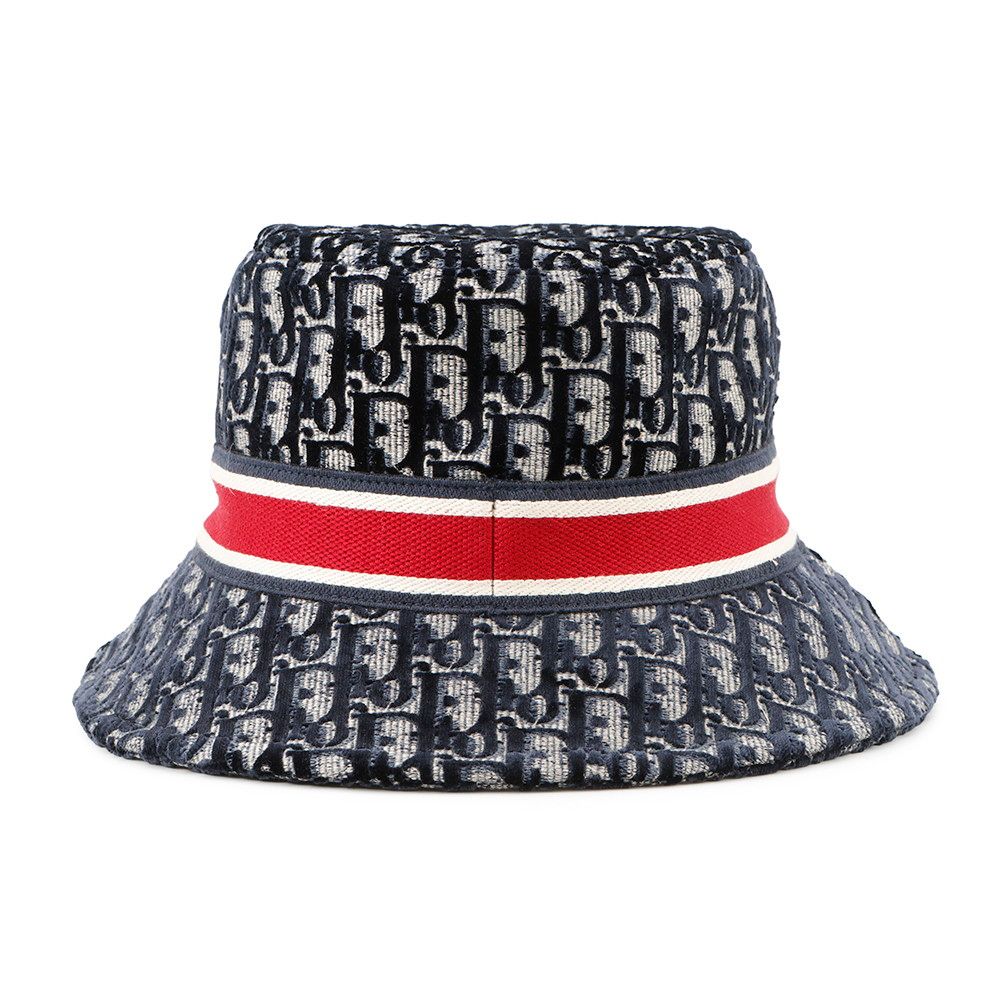 Dior Hat Oblique Trotter Velour 58 Navy Red — view 3