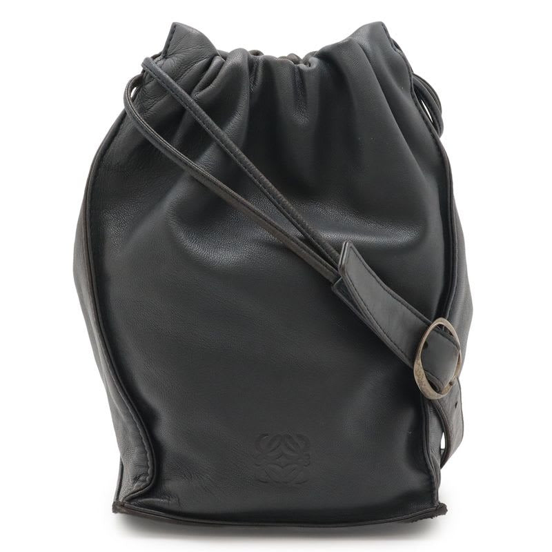 Loewe Anagram Pochette Shoulder Bag Draw String One Leather Dark Navy