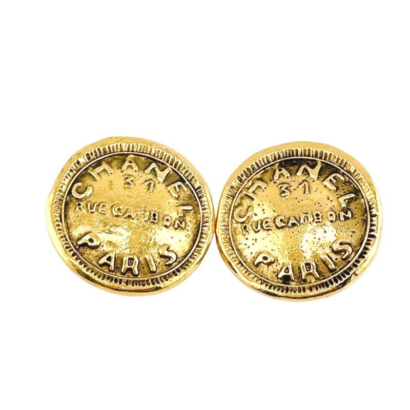 Chanel Earring Circle Logo Large Vintage Cambon Earrings — view 2