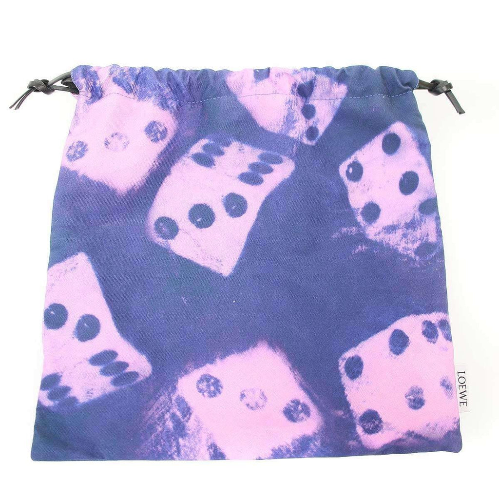 Loewe Dice Print Drawstring Pouch Navy Purple