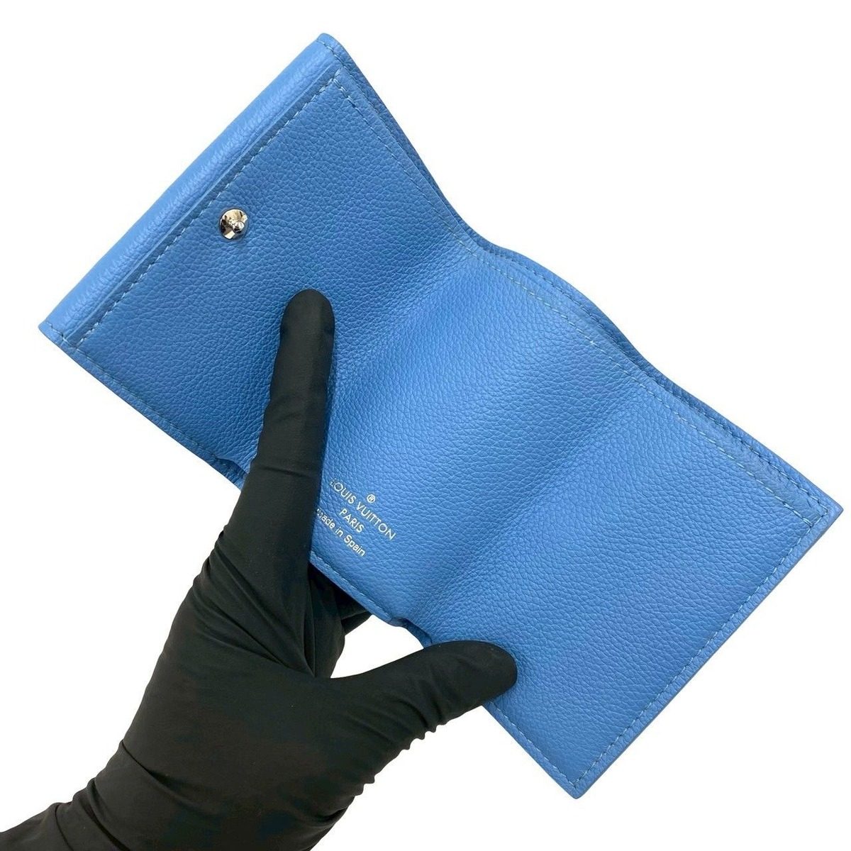 Louis Vuitton Box Portefeuille Lock Mini Leather Trifold Wallet Blue — view 7