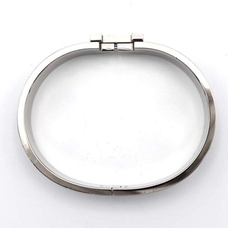 Hermes Click H GM Logo Bangle Bracelet Silver Color And Black Accessories — view 3