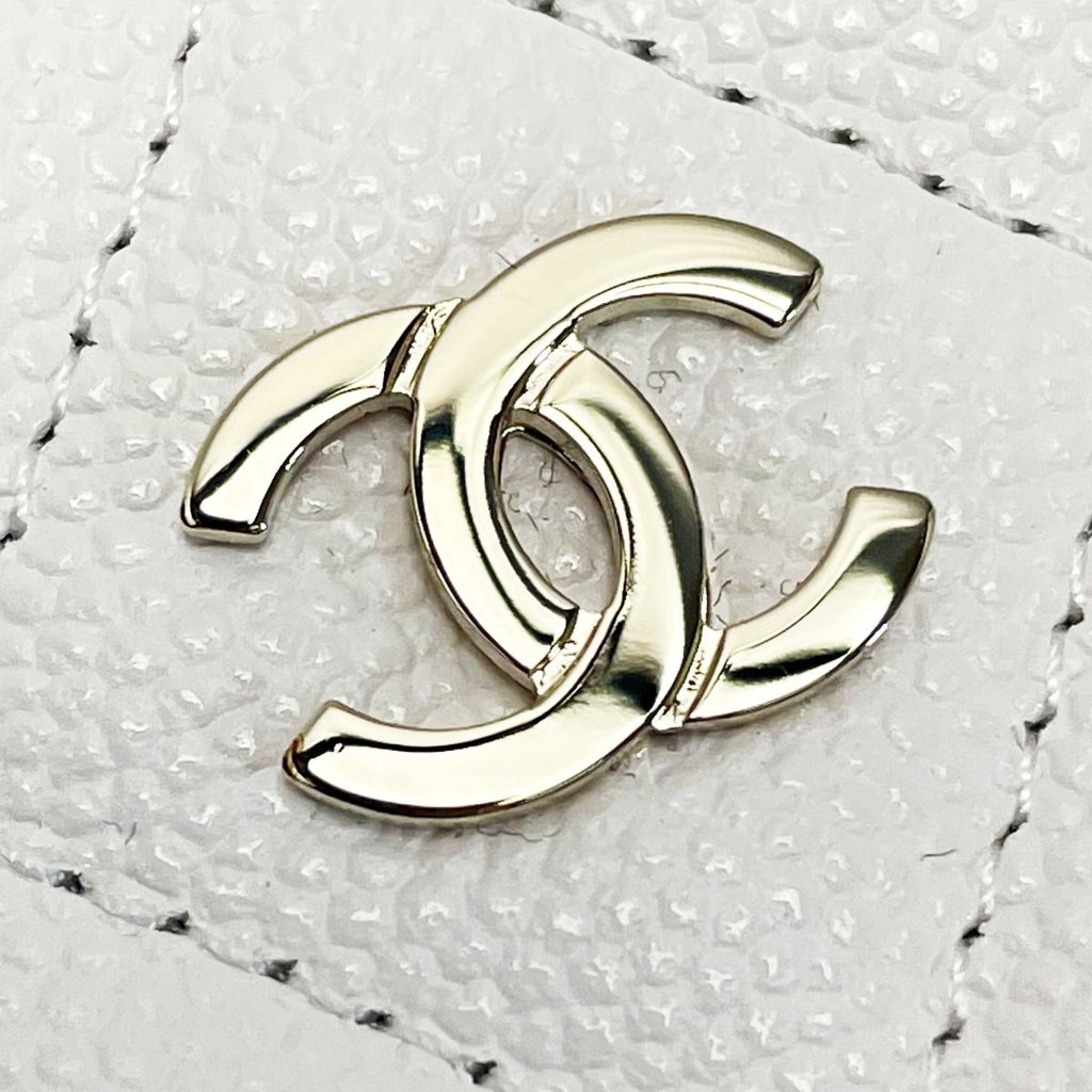 Chanel Quilted Ap0221 White Coco Mark Coin Case Key Caviar Leather — view 4