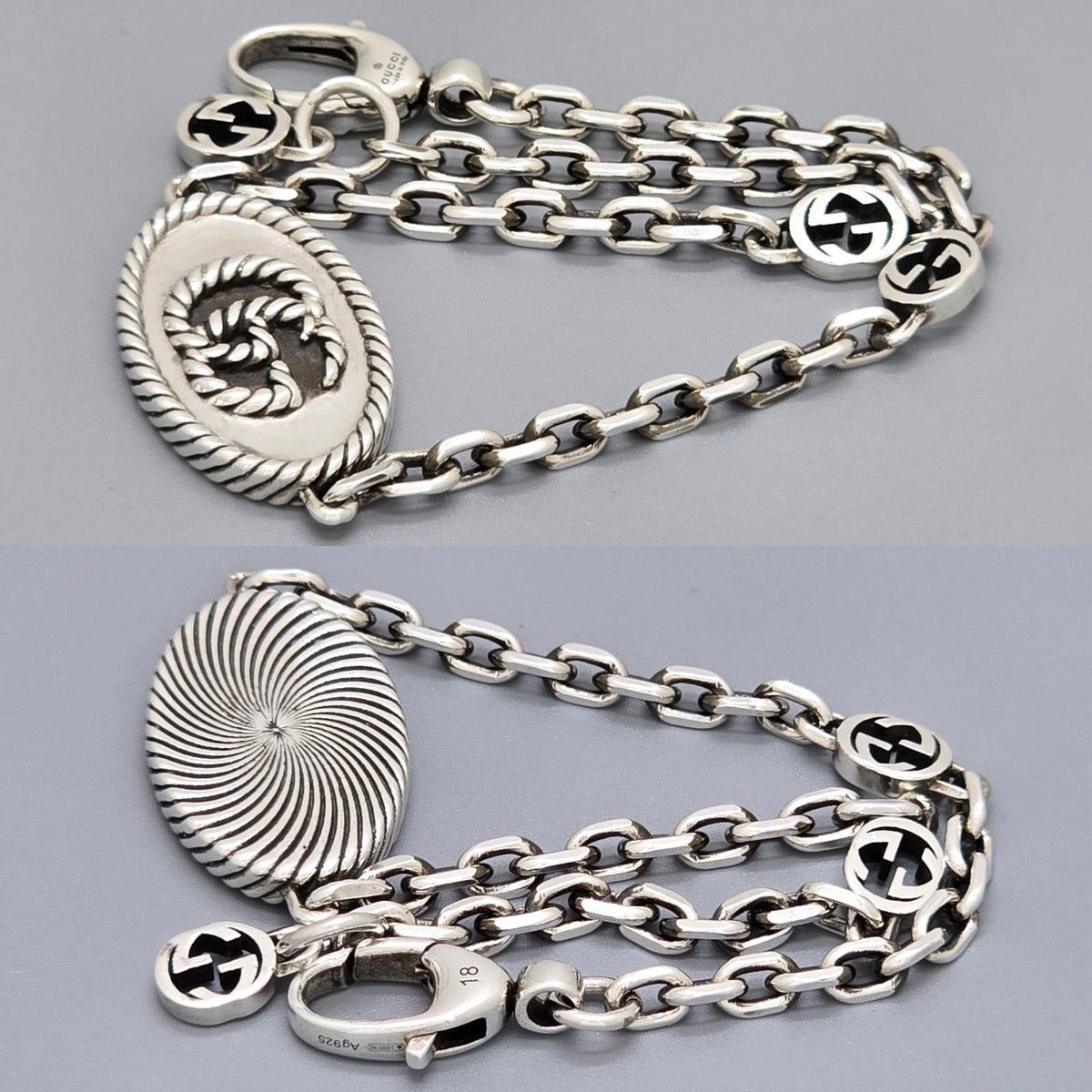 Gucci GG Marmont Bracelet 18 Interlocking Charm Star Ring Silver Oxidized — view 5