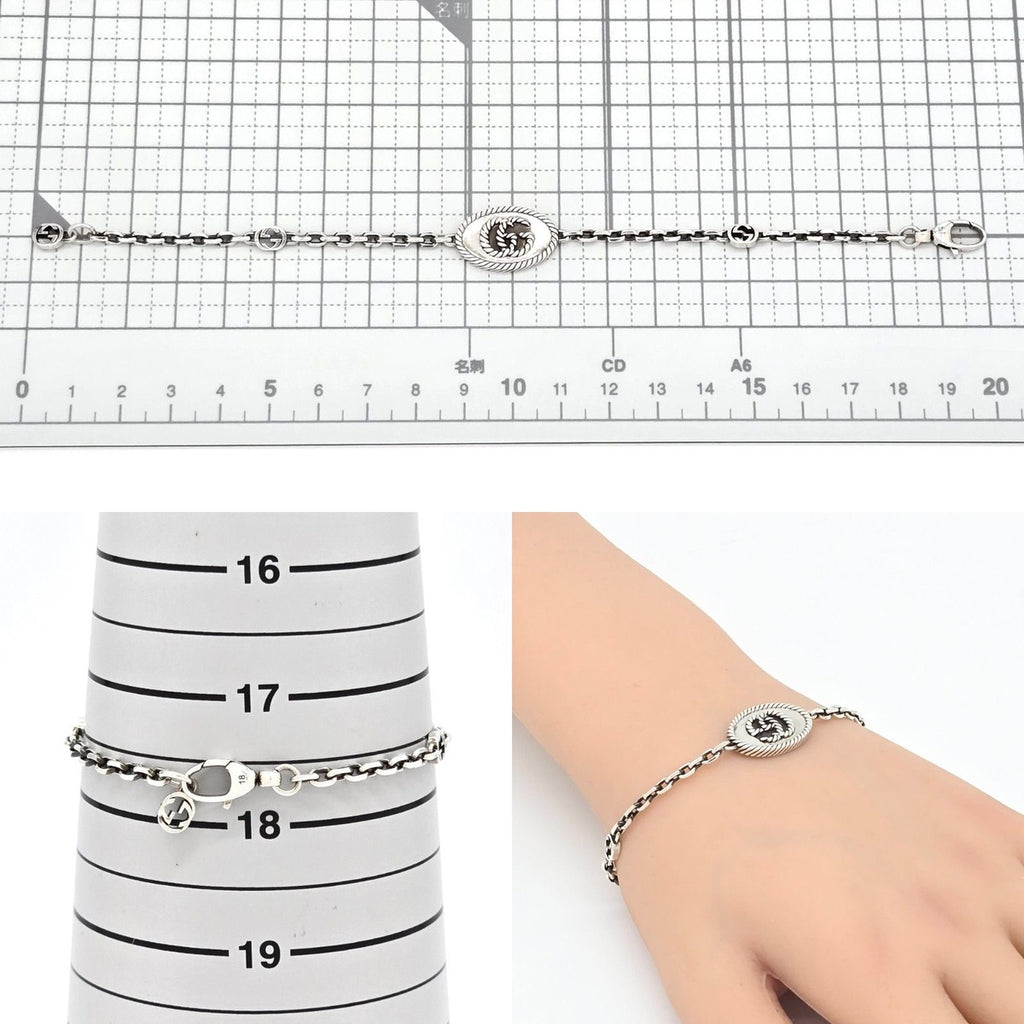 Gucci GG Marmont Bracelet 18 Interlocking Charm Star Ring Silver Oxidized — view 8