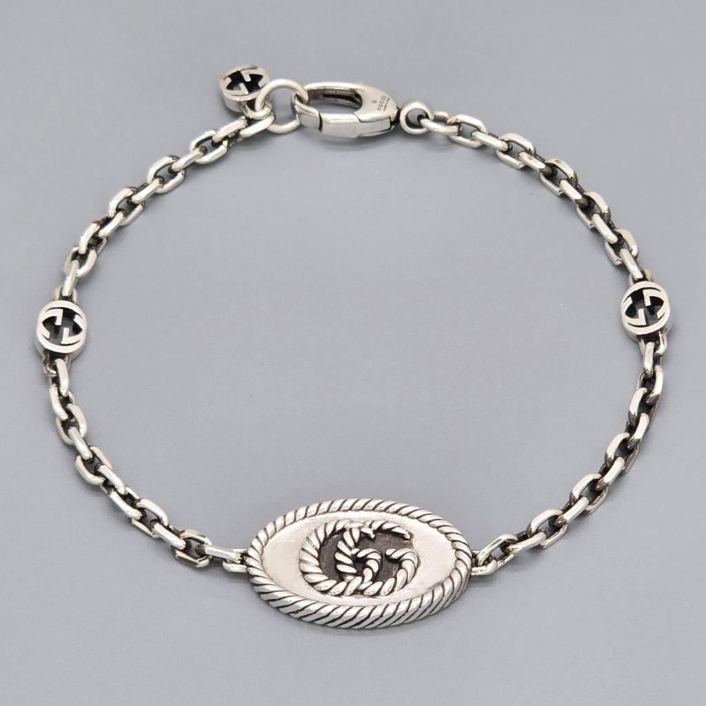 Gucci GG Marmont Bracelet 18 Interlocking Charm Star Ring Silver Oxidized