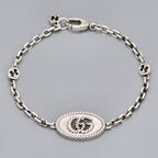 Gucci GG Marmont Bracelet 18 Interlocking Charm Star Ring Silver Oxidized