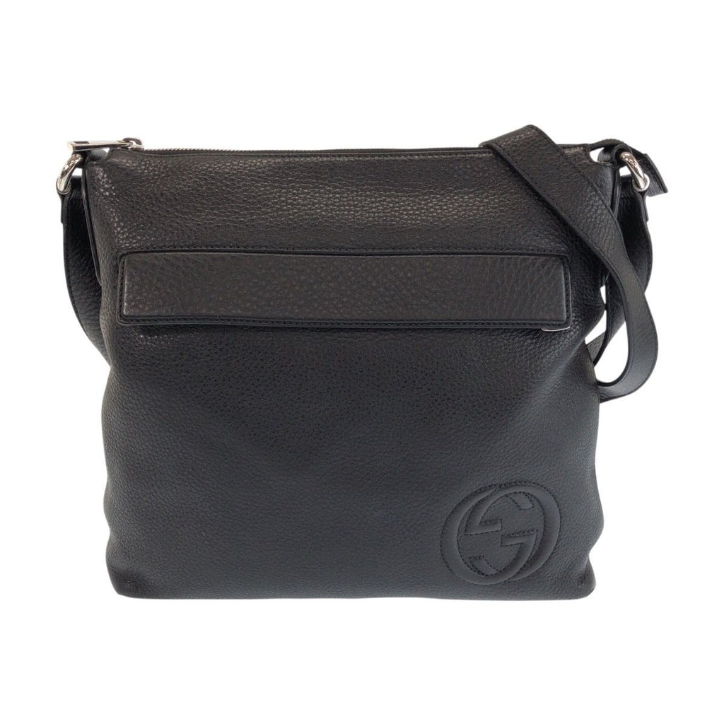 Gucci Interlocking Black Silver Leather Shoulder Bag