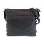 Gucci Interlocking Black Silver Leather Shoulder Bag