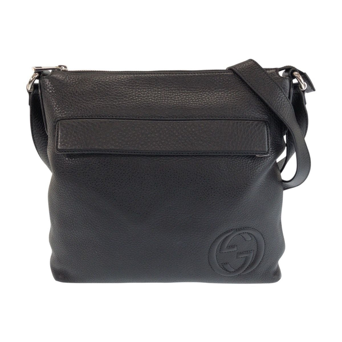 Gucci Interlocking Black Silver Leather Shoulder Bag