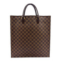 Louis Vuitton Sac Plat Damier Ebene Leather Brown Tote Gold