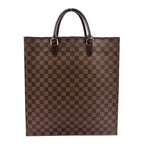 Louis Vuitton Sac Plat Damier Ebene Leather Brown Tote Gold