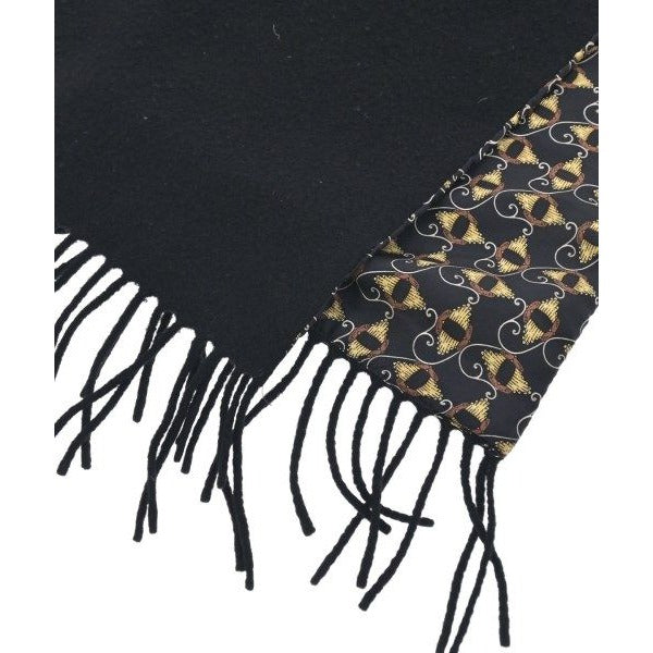 Fendi Scarf Wool Silk Black X Yellow Brown — view 2