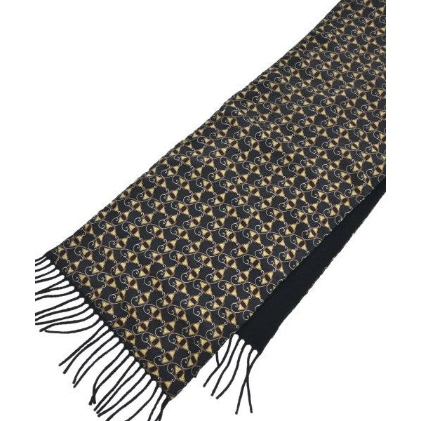 Fendi Scarf Wool Silk Black X Yellow Brown — view 3
