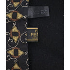 Fendi Scarf Wool Silk Black X Yellow Brown — view 5