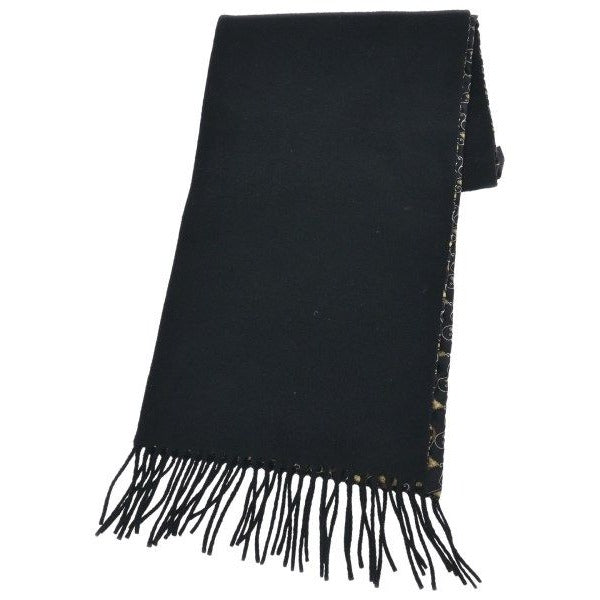 Fendi Scarf Wool Silk Black X Yellow Brown