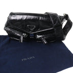 Prada Triangle Logo Leather Shoulder Bag Black Recommended — view 2