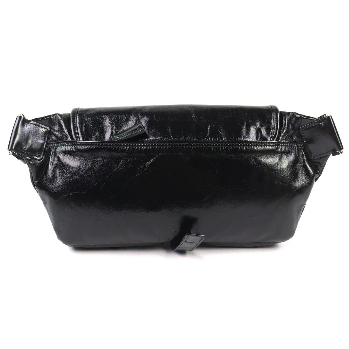 Prada Triangle Logo Leather Shoulder Bag Black Recommended — view 3