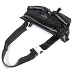 Prada Triangle Logo Leather Shoulder Bag Black Recommended — view 4