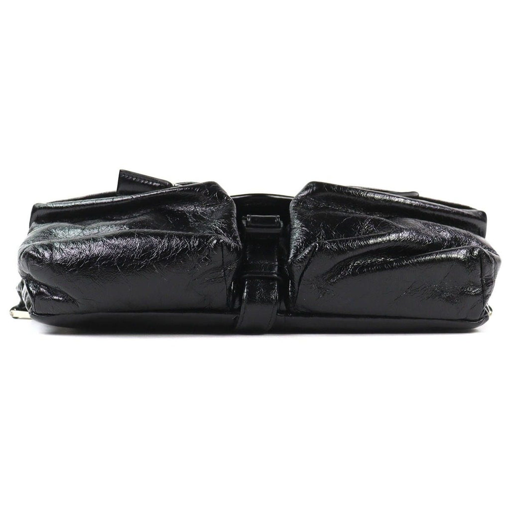 Prada Triangle Logo Leather Shoulder Bag Black Recommended — view 5