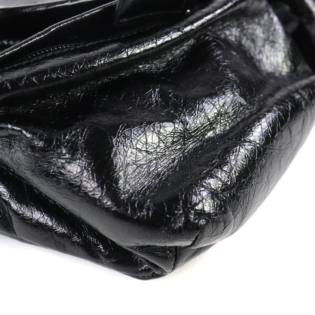 Prada Triangle Logo Leather Shoulder Bag Black Recommended — view 6