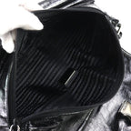 Prada Triangle Logo Leather Shoulder Bag Black Recommended — view 7