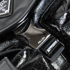 Prada Triangle Logo Leather Shoulder Bag Black Recommended — view 9