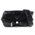 Prada Triangle Logo Leather Shoulder Bag Black Recommended