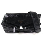 Prada Triangle Logo Leather Shoulder Bag Black Recommended