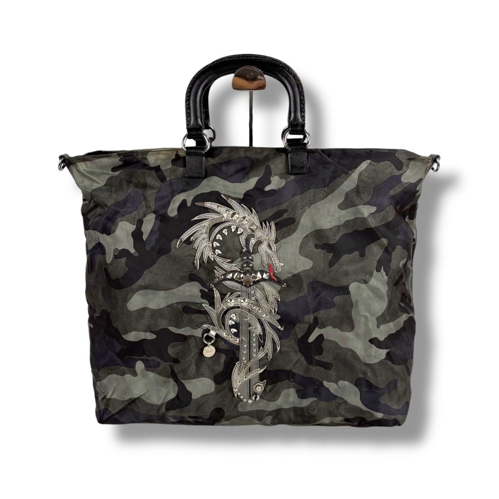 Prada 2-Way Tote Shoulder Bag Dragon Sword Camouflage Pattern — view 2