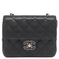 Chanel Shoulder Bag Mini Flap Lambskin Black Gold CC Logo