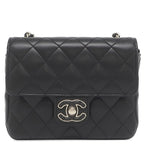 Chanel Shoulder Bag Mini Flap Lambskin Black Gold CC Logo