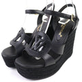 Louis Vuitton Isola Line Ankle Strap Espadrille Wedge Sole Leather Sandals