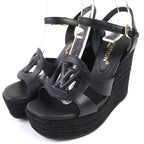 Louis Vuitton Isola Line Ankle Strap Espadrille Wedge Sole Leather Sandals