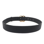 Gucci Double Wide Belt Leather GG Marmont Buckle Black Gold — view 4
