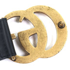 Gucci Double Wide Belt Leather GG Marmont Buckle Black Gold — view 5