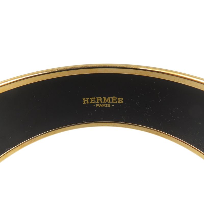 Hermes Emile GM Bracelet Tea For Two Cloisonne Metal Yellow Bangle 0242 — view 8
