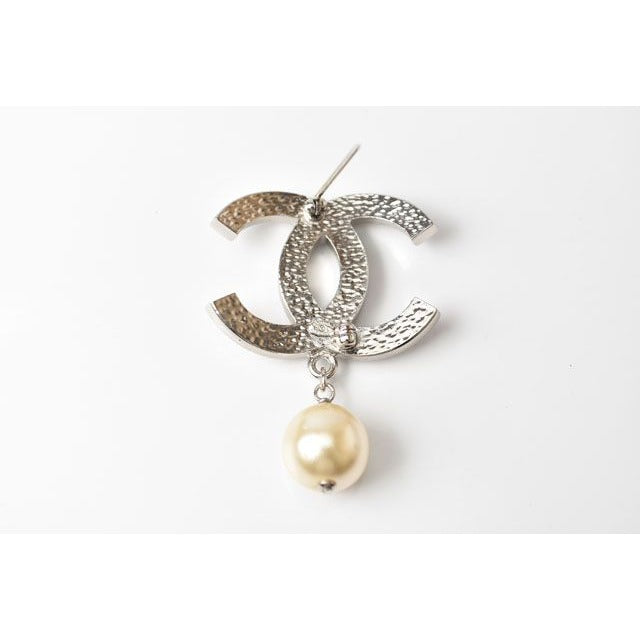 Chanel Brooch Pin Coco Mark Rhinestone Pearl Silver — view 3