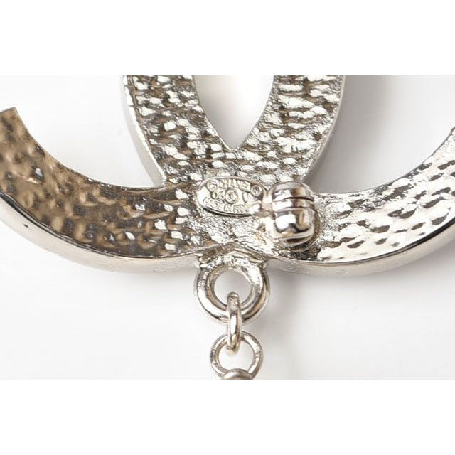 Chanel Brooch Pin Coco Mark Rhinestone Pearl Silver — view 5